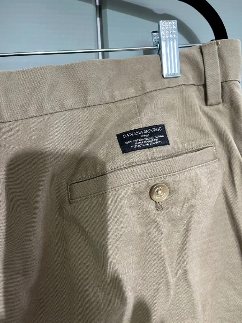 Banana Republic pants men Aiden CHINO 36 X 34 light khaki stone 100% cotton prep